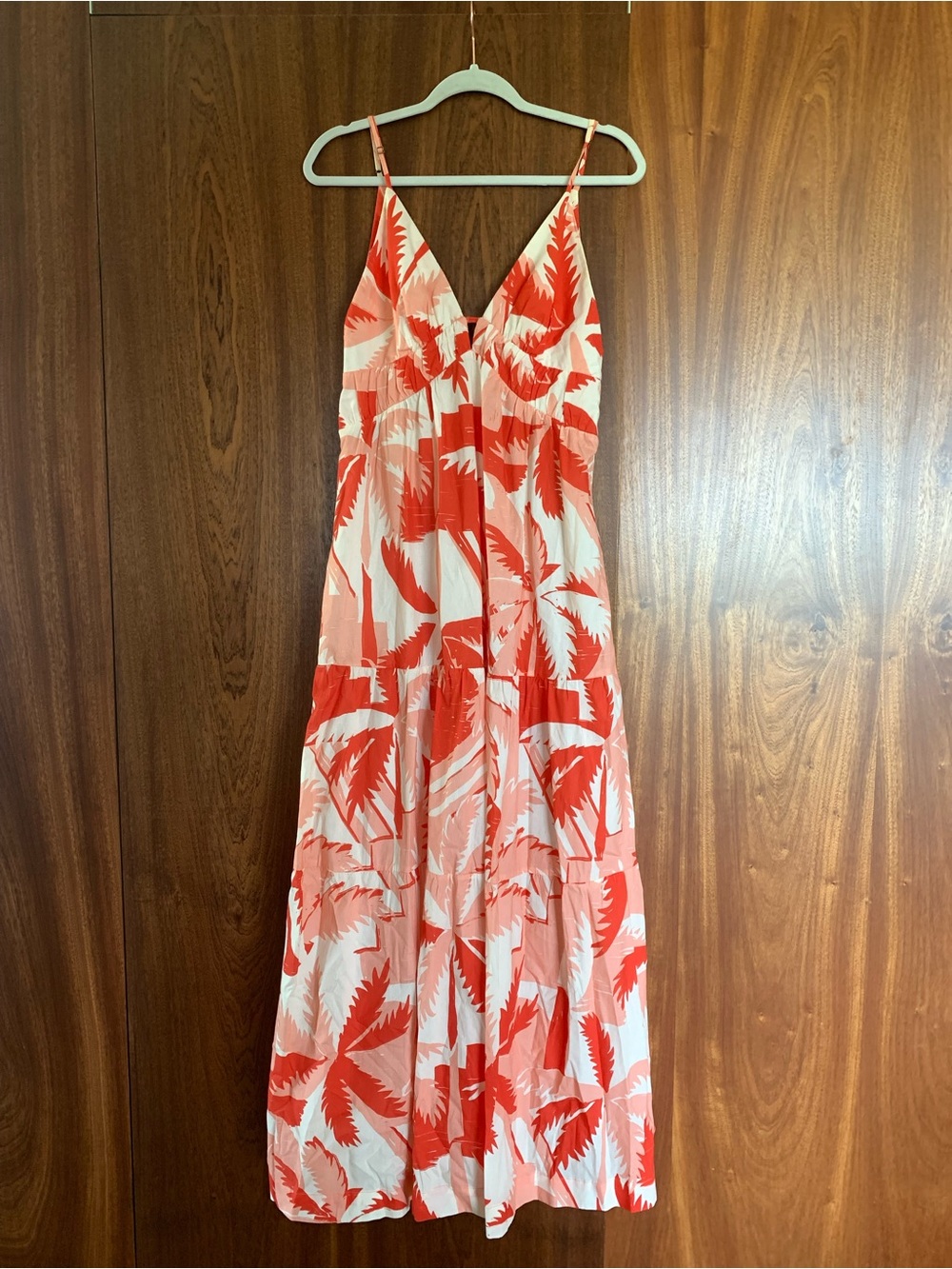 Dress To Coral Leaf Print Maxi Dress